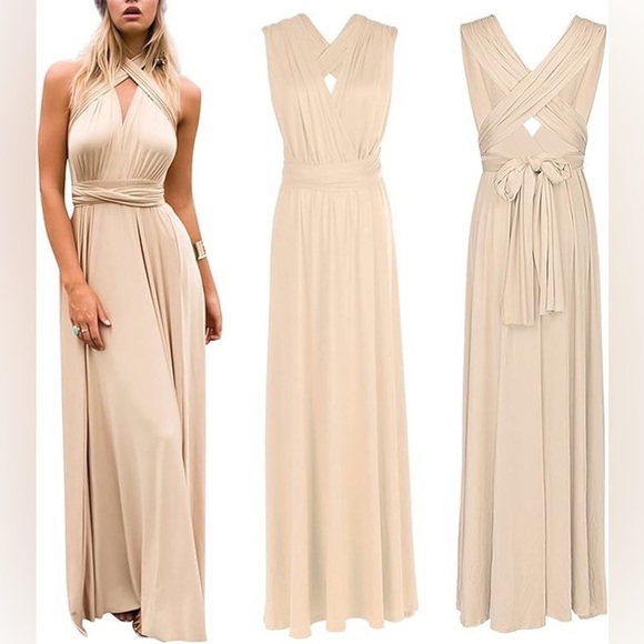 Brand New Never Worn Multi Way Dress Medium Beige - Picture 4 of 4